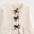 Foreign trade 2024 autumn new European and American style women's clothing fashion temperament short round neck bow decoration knitted jacket