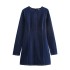 Foreign trade 2024 autumn new dress women's pullover round neck long sleeved zipper short denim 4365282