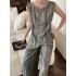 Real shooting spot 2024 summer new high-end set irregular sleeveless vest vest vest vest, high waist wide leg pants for women