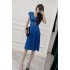 Real shot spot summer fashionable and stylish V-neck high waist slimming mid to long style large swing A-line skirt satin dress for women