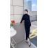 Real shot in stock 2024 autumn and winter bat sleeves, high waist, hip hugging, sexy slit dress, slimming temperament, long skirt for women