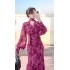 Realistic shooting of high-end Western style printed flowing dress for 2024 spring new high waist slimming chiffon long dress for women