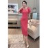 Spot high-end light luxury socialite style heavy industry dress 2024 summer new French flower bud sleeve slim fit dress for women