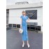 Real time spot European high-end temperament women's dress summer new sexy hip bag ruffled V-neck long dress