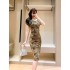 Real time spot summer new style temperament slim fitting feminine style tight fitting mid length skirt looks slim and stylish, hip hugging dress for women