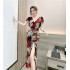 Real time spot high-end temperament dress summer new style western-style V-neck ruffle sleeves slim fit temperament long dress for women