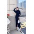 Real shot in stock 2024 autumn and winter bat sleeves, high waist, hip hugging, sexy slit dress, slimming temperament, long skirt for women