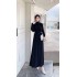 Design sense: High neck knitted dress for women's autumn and winter new style, slim fit and inner style, with a cinched waist to show off thinness and a large swing long skirt