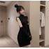 Real time shooting of trendy and sweet internet famous girls' slim fit plush sleeve dresses, knitted hip hugging sweaters, short skirts