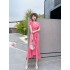 Real time spot summer dress with socialite temperament, V-neck slim fit, irregular folds, high-end feeling, slimming and elegant dress for women