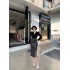 Real time spot autumn outfit new stylish sequin splicing velvet socialite slim fit bag hip slit dress for women