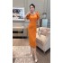 Spot high-end light luxury socialite style heavy industry dress 2024 summer new French flower bud sleeve slim fit dress for women