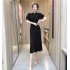 Real time spot summer new style new Chinese retro buckle lantern sleeves elegant qipao tassel dress for women