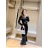 Real shot spot deer skin velvet dress, autumn and winter high-end temperament, slim fit and slimming, ruffled edge fishtail skirt for children