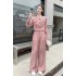 Real time spot high-end temperament set autumn new fashion short top high waist wide leg pants two-piece set