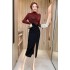 Real time spot autumn clothing, socialite temperament, irregular dress, retro long sleeved contrasting color split hip long skirt, children's skirt