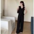 Real time spot high-end casual suit for women in summer, retro old money style, textured striped vest, wide leg pants