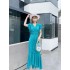 Real time spot summer dress with socialite temperament, V-neck slim fit, irregular folds, high-end feeling, slimming and elegant dress for women