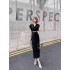 Real time shooting of high-end women's lace patchwork temperament dress, slim fit fashionable and elegant dress trend