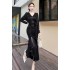 Real shooting spot autumn and winter high-end heavy industry sequin dress temperament strap fashionable feminine fish tail long skirt dress