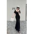 Real time spot fish tail long skirt for women's summer 2024 new style socialite temperament bubble sleeves slim fit high-end dress dress