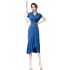 Real time spot summer high-end fashion dress, mid length slim fit temperament satin fishtail dress for women