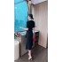 Real time spot summer clothing with high-end feel, heavy nail bead temperament, banquet dress, slim fit, fish tail slit, elegant dress