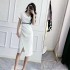 Real time spot summer new style high-end temperament lace splicing pile collar slimming socialite elegant dress dress