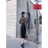 Real time spot autumn clothing, socialite temperament, irregular dress, retro long sleeved contrasting color split hip long skirt, children's skirt