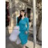 Knitted dress women's autumn and winter new retro elegant sexy V-neck slim fit long sleeved base dress