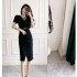 Real time spot summer new style high-end temperament lace splicing pile collar slimming socialite elegant dress dress