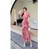 Real shot spot countryside wind and snow spinning printed dress with a slimming and elegant temperament, 2024 summer dress with ruffled edges and fishtail skirt