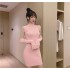 Real time shooting of trendy and sweet internet famous girls' slim fit plush sleeve dresses, knitted hip hugging sweaters, short skirts