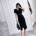 Real time spot summer new style high-end temperament lace splicing pile collar slimming socialite elegant dress dress