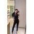 Real time spot high-end set for women's summer fashion suit collar top, high waist slimming cropped pants two-piece set for women