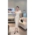 Spot high-end light luxury socialite style heavy industry dress 2024 summer new French flower bud sleeve slim fit dress for women