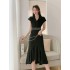 Real time spot summer high-end fashion dress, mid length slim fit temperament satin fishtail dress for women