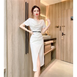 Real time spot summer new style high-end temperament lace splicing pile collar slimming socialite elegant dress dress