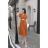 Real time spot summer new high-end light luxury V-neck cinched waist with diamond inlaid temperament slimming dress big swing dress for women