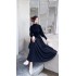 Design sense: High neck knitted dress for women's autumn and winter new style, slim fit and inner style, with a cinched waist to show off thinness and a large swing long skirt