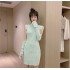 Real time shooting of trendy and sweet internet famous girls' slim fit plush sleeve dresses, knitted hip hugging sweaters, short skirts