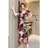 Real time spot high-end temperament dress summer new style western-style V-neck ruffle sleeves slim fit temperament long dress for women