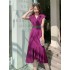 Real time spot summer high-end fashion dress, mid length slim fit temperament satin fishtail dress for women