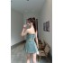 Real shooting spot 2024 summer new American spicy girl sexy strapless top+denim skirt half skirt set for women