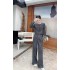 Real time spot high-end temperament set autumn new fashion short top high waist wide leg pants two-piece set