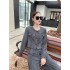 Real time spot high-end temperament set autumn new fashion short top high waist wide leg pants two-piece set