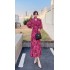 Realistic shooting of high-end Western style printed flowing dress for 2024 spring new high waist slimming chiffon long dress for women