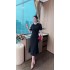 Real time spot summer clothing with high-end feel, heavy nail bead temperament, banquet dress, slim fit, fish tail slit, elegant dress