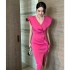 Spot European station niche design V-neck ruffled commuter women's clothing sexy slimming dress temperament dress summer