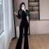 2024 autumn clothing popular new Chinese style button top micro pull pants set for women 9585